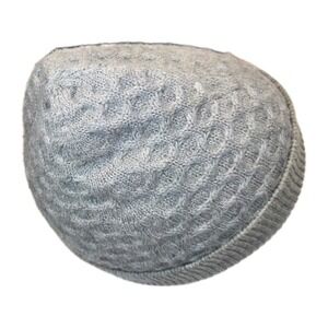 AllSaints 100% Merino Wool Beanie Taupe/Gray Knit Hat Honeycomb Ribbed Winter